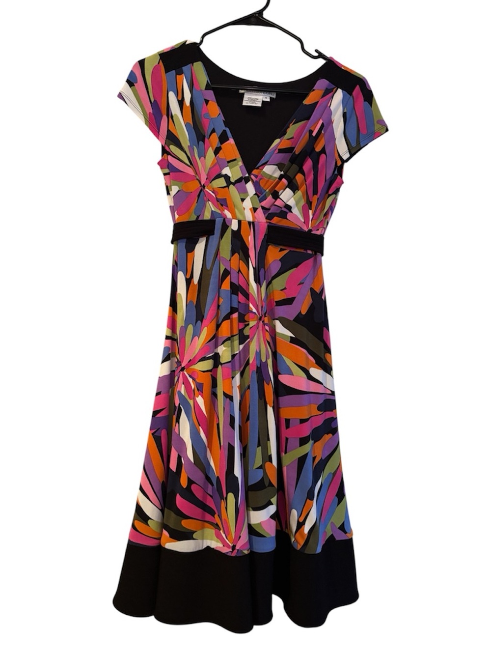 Maggy London Multicolor Floral-Brush Midi Dress Size:6